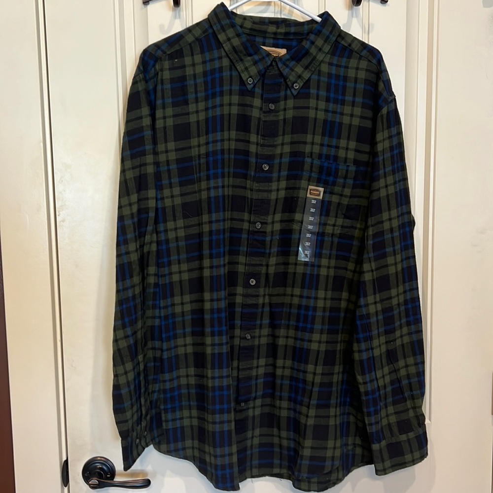 Foundry Plaid shirt in green and blues.